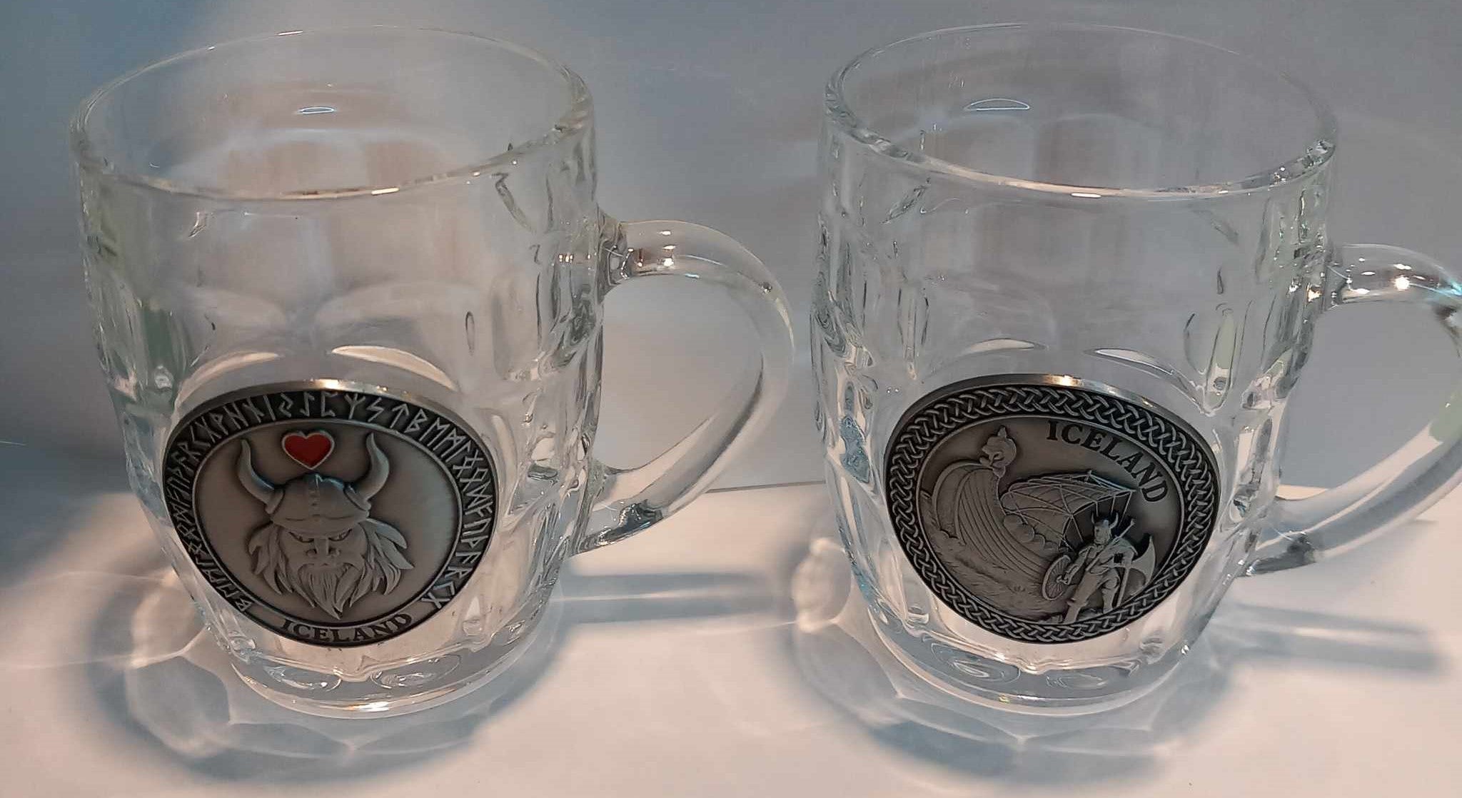 Glass cups with vikings designs