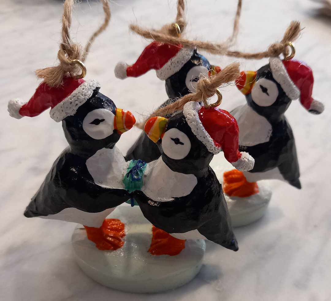 Ceramic puffin ornament