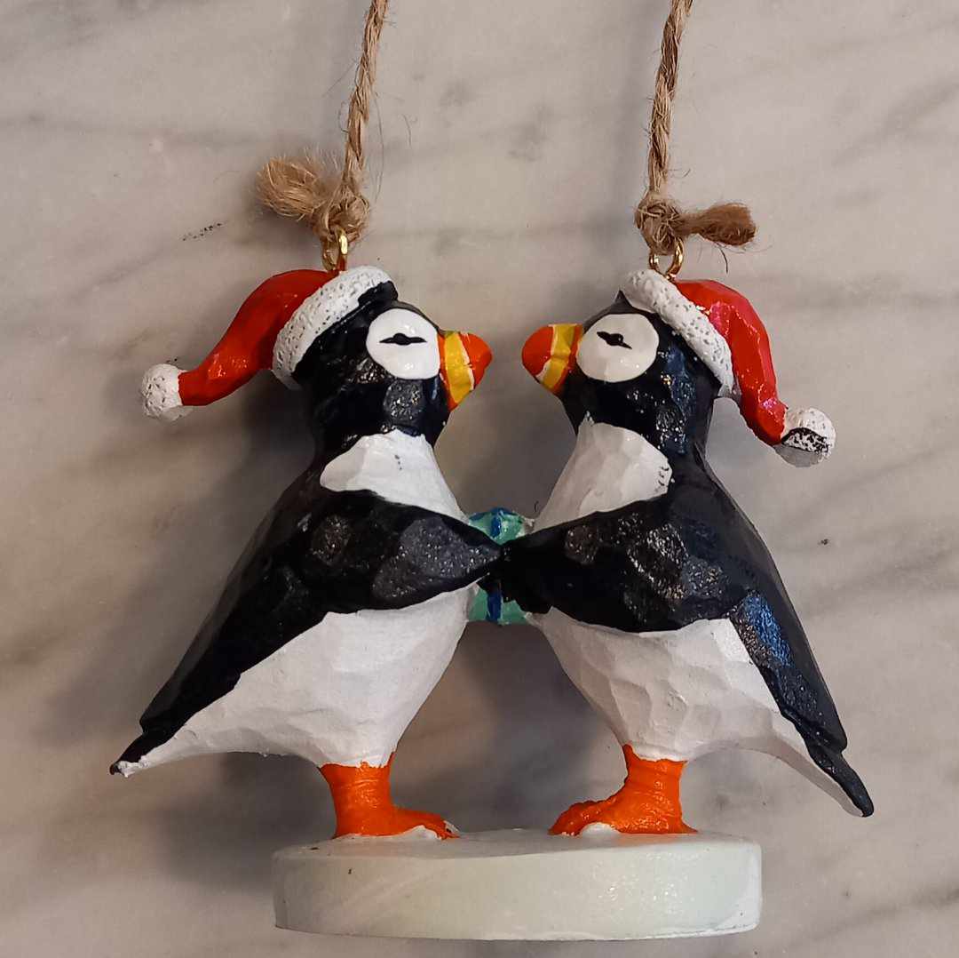 Ceramic puffin ornament