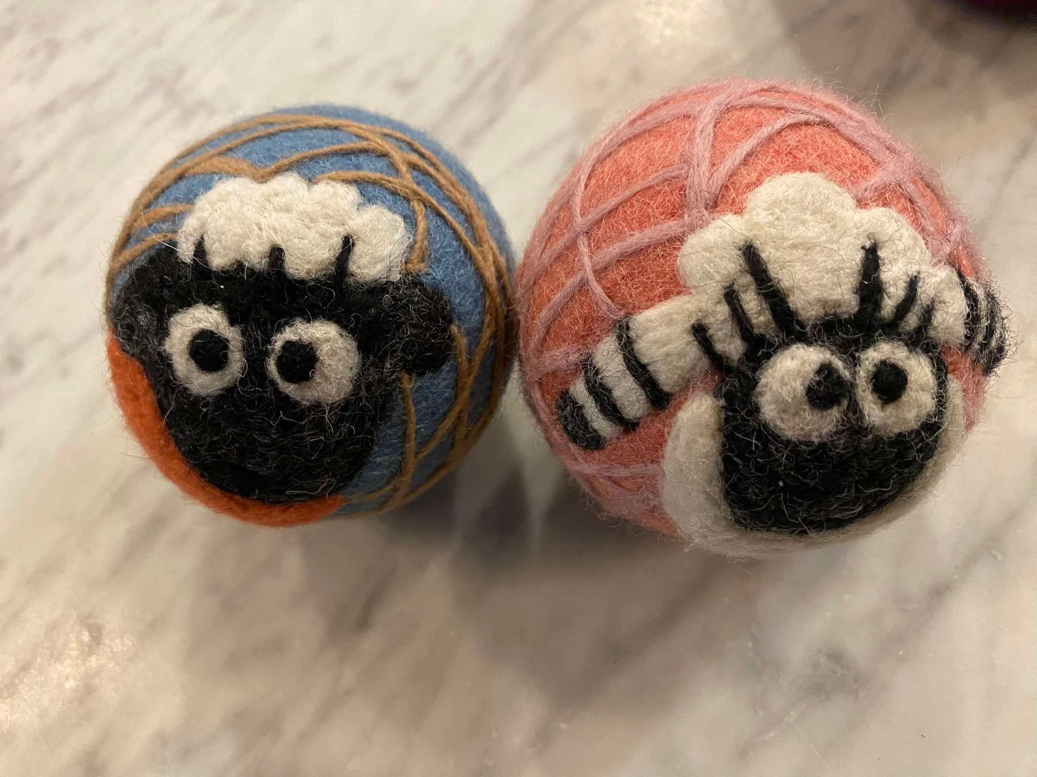 Felted Wool Dryer Ball with different variants