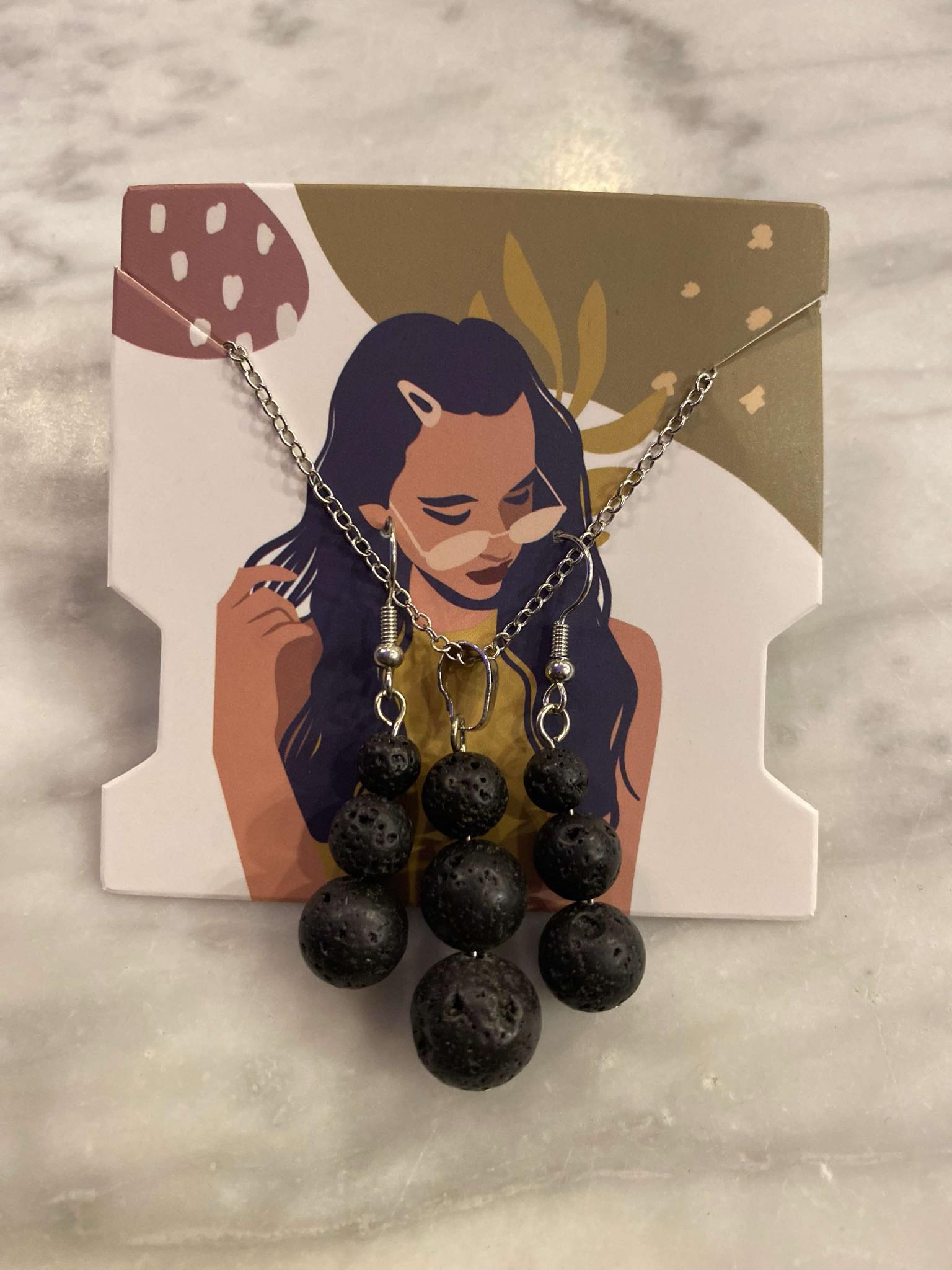 Lava Set Earrings and Necklace