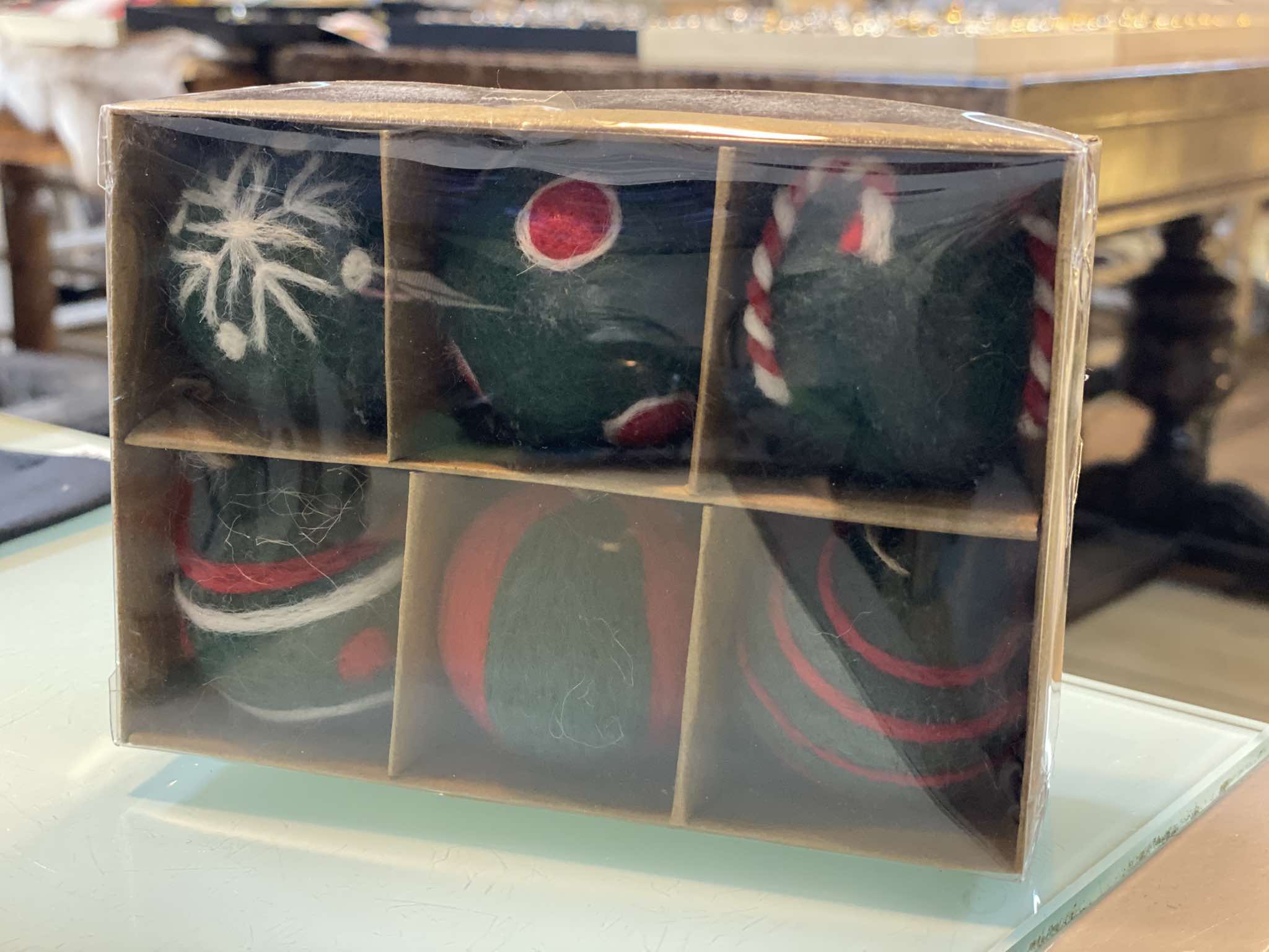Christmas felted wool ball ornament box