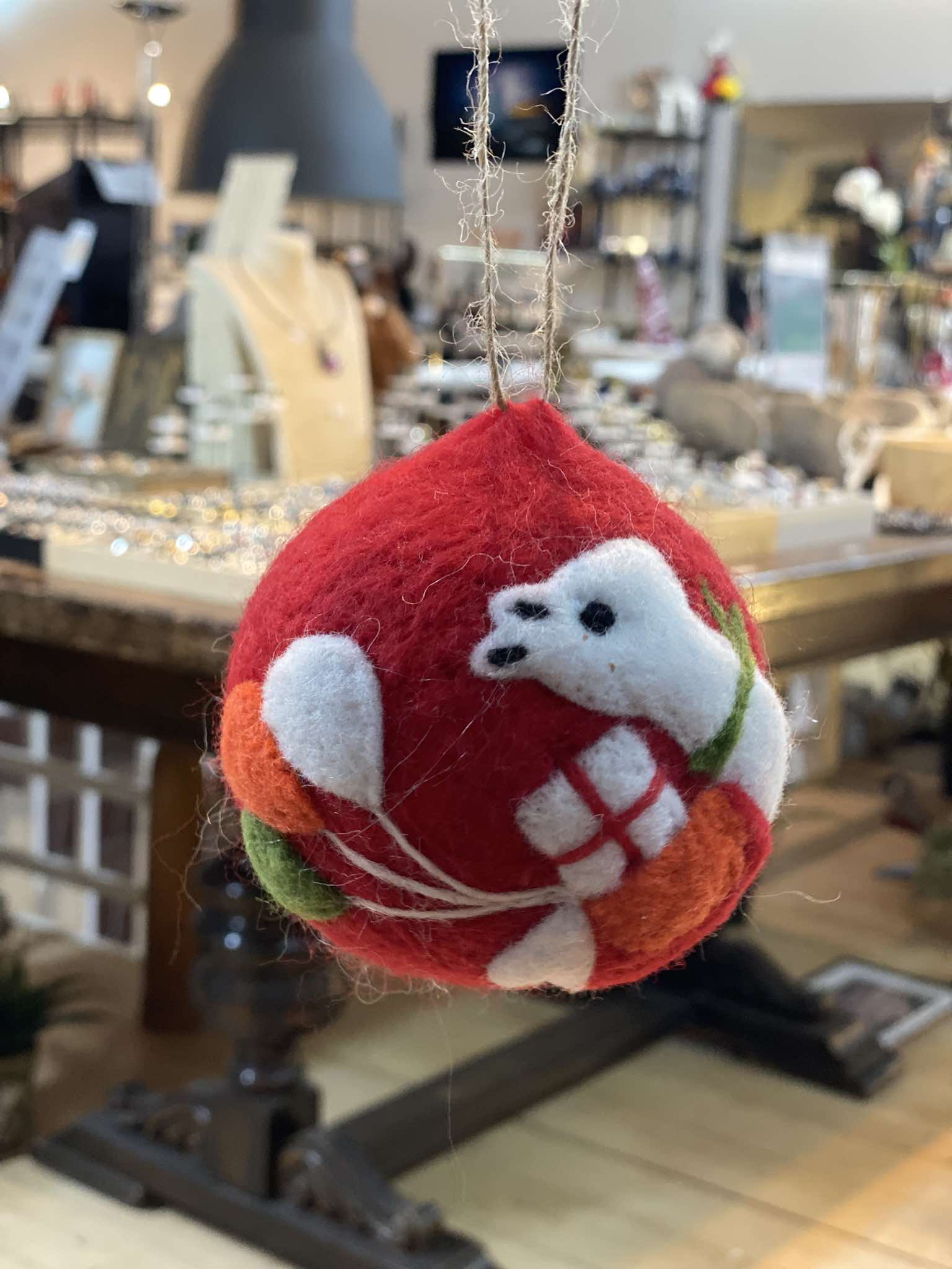 Christmas felted wool ball ornament