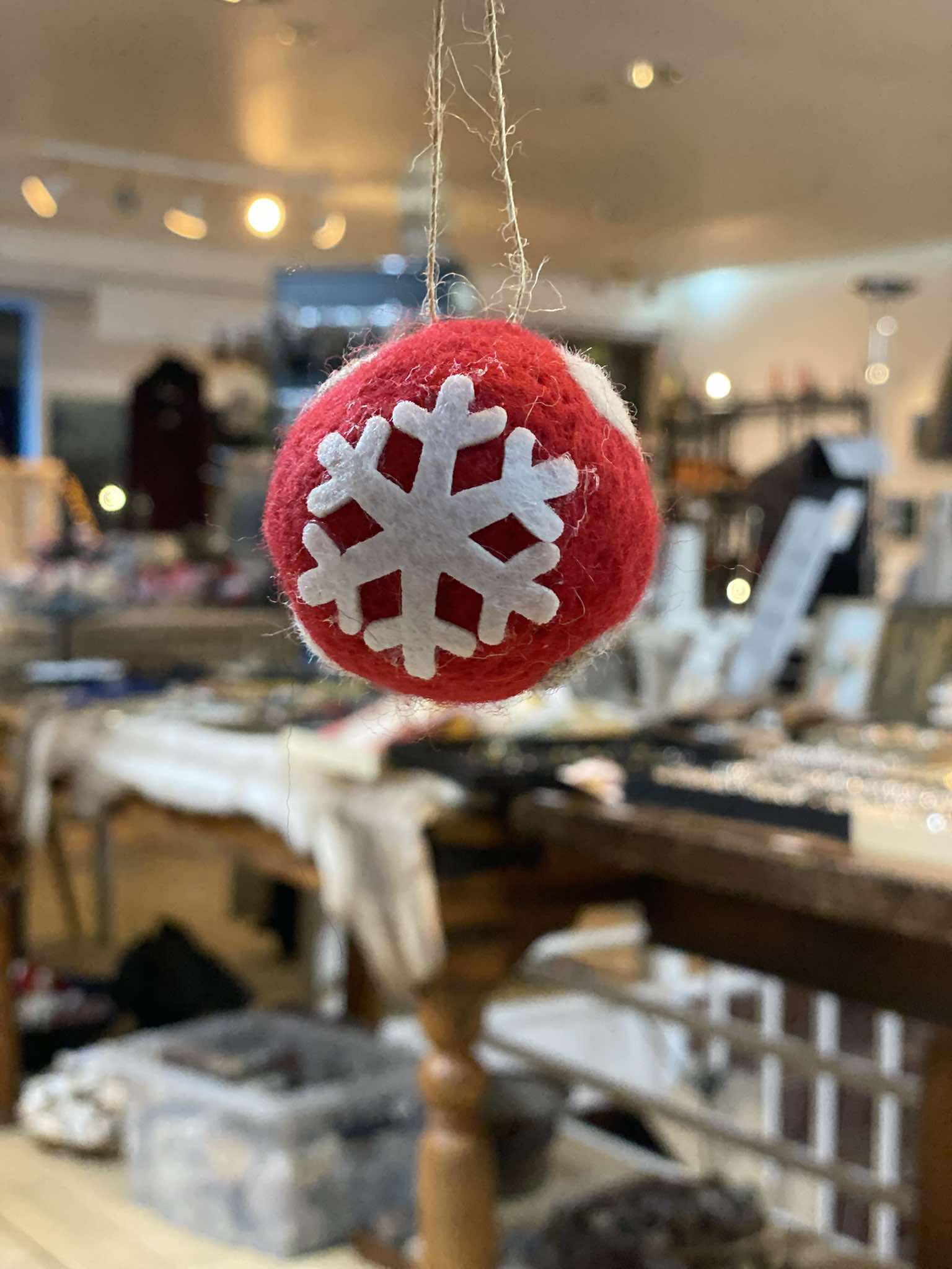 Christmas felted wool ball ornament