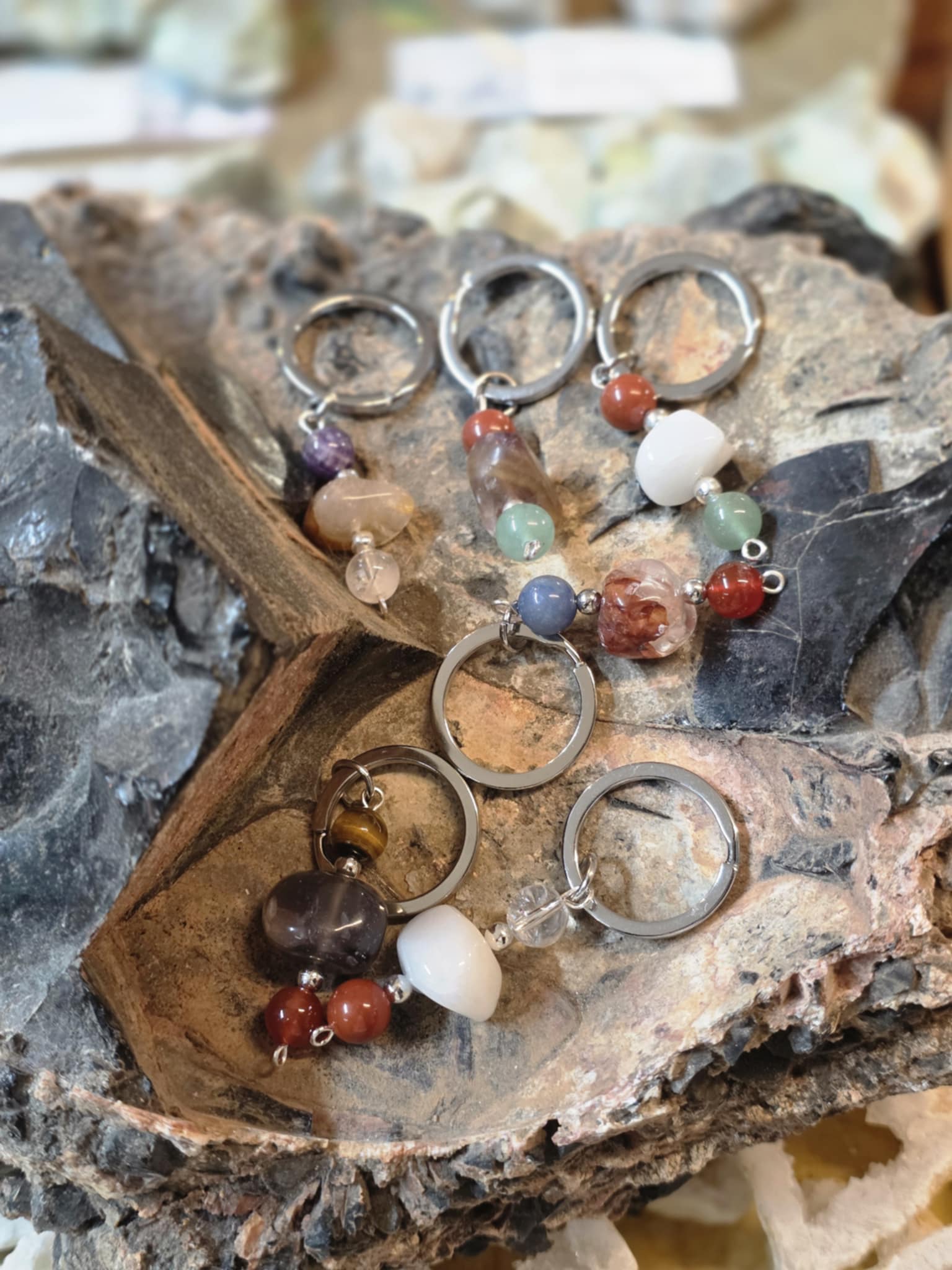 Keychain with gem stones