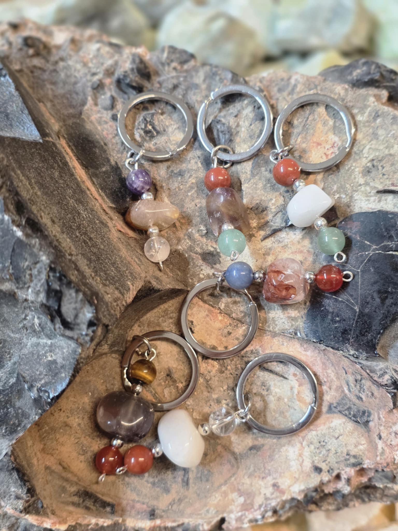 Keychain with gem stones