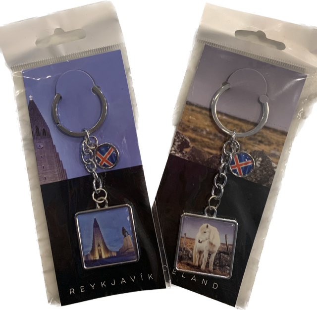 Key Chain different Designs with Flag of Iceland