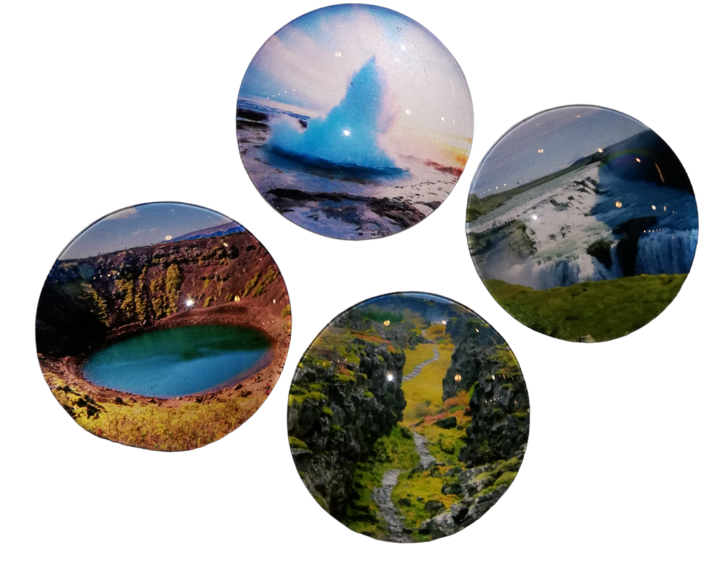 Glass magnets of Golden Circle, Iceland