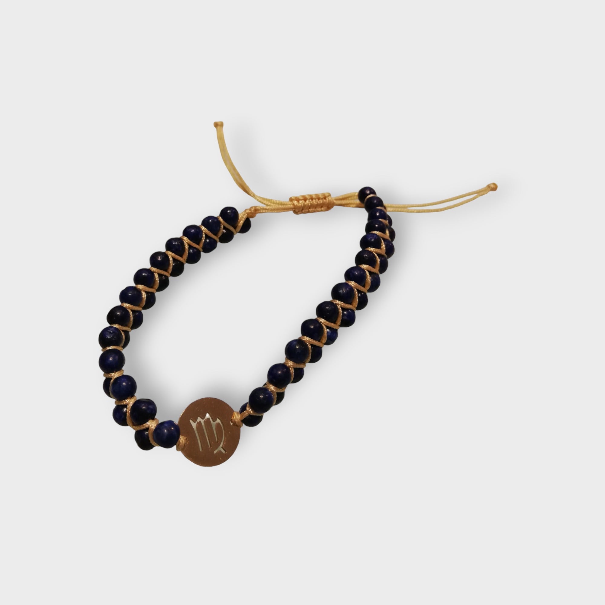 Zodiac sign rope charm bracelet in various shades