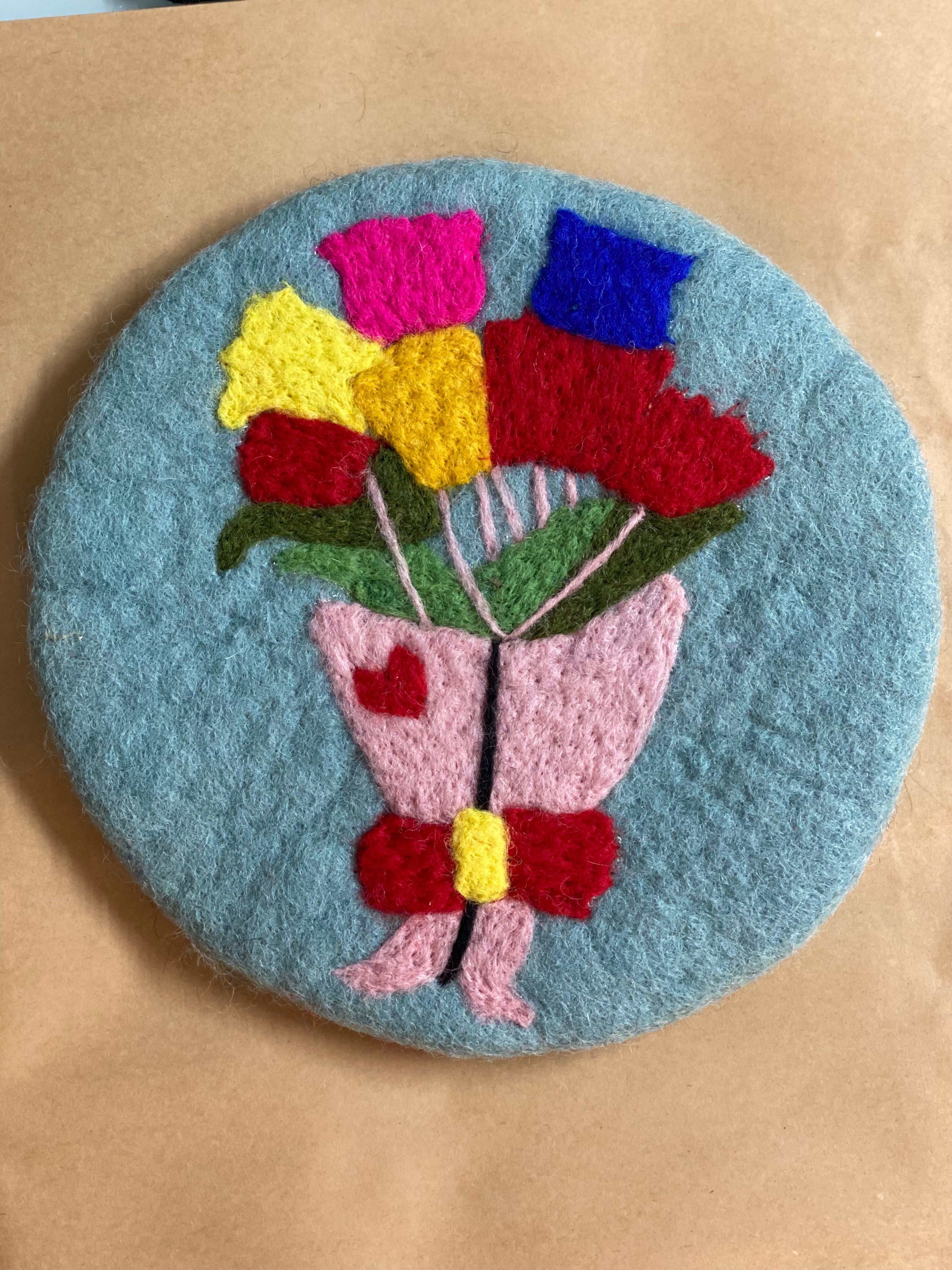 Felted wool hot mat
