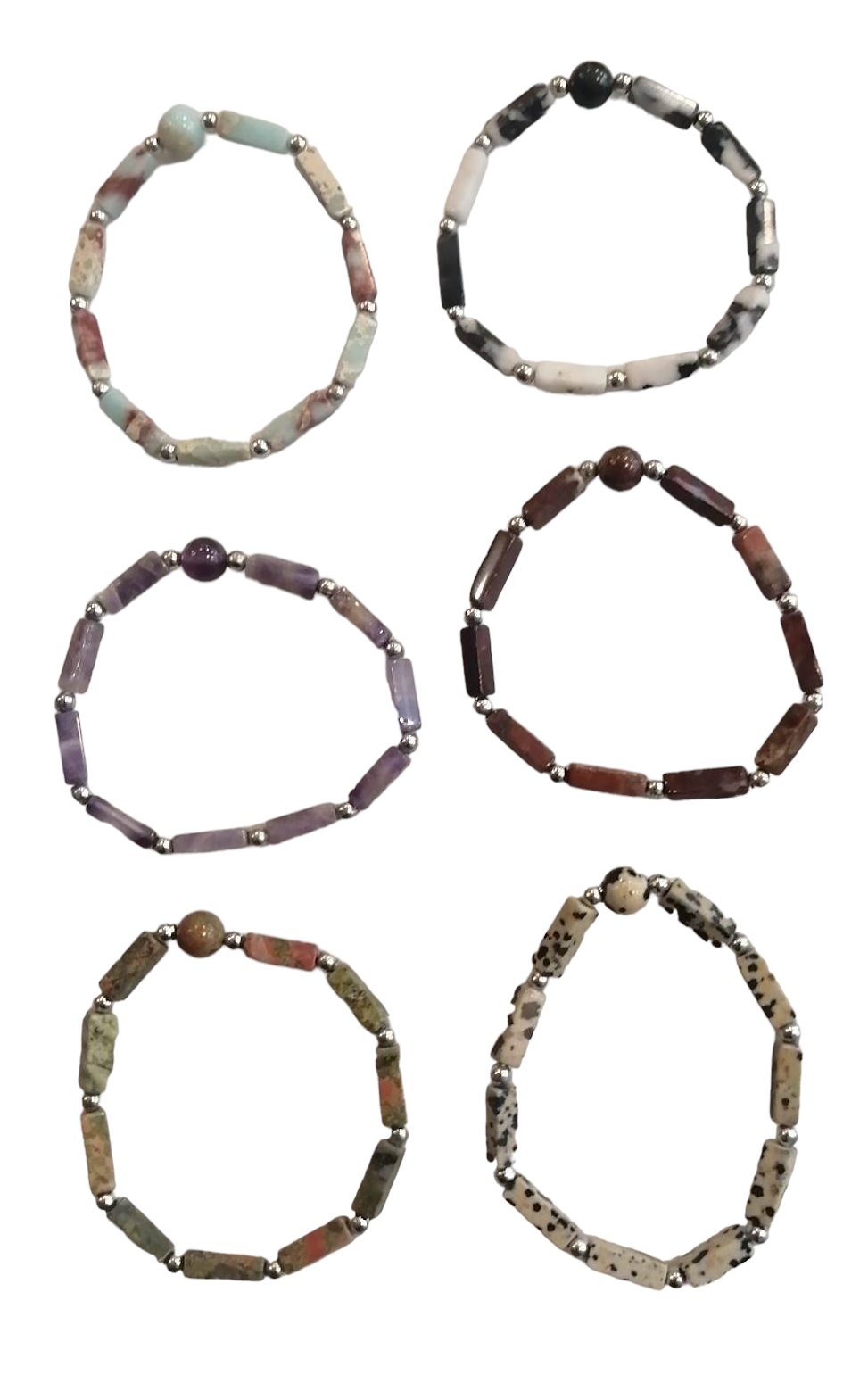 Long chipstones with metal beads bracelet in various shades