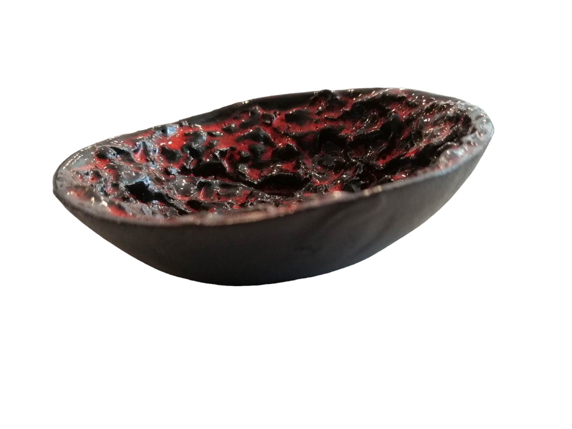 Black lava bowl by Rósa Fanney with red interior