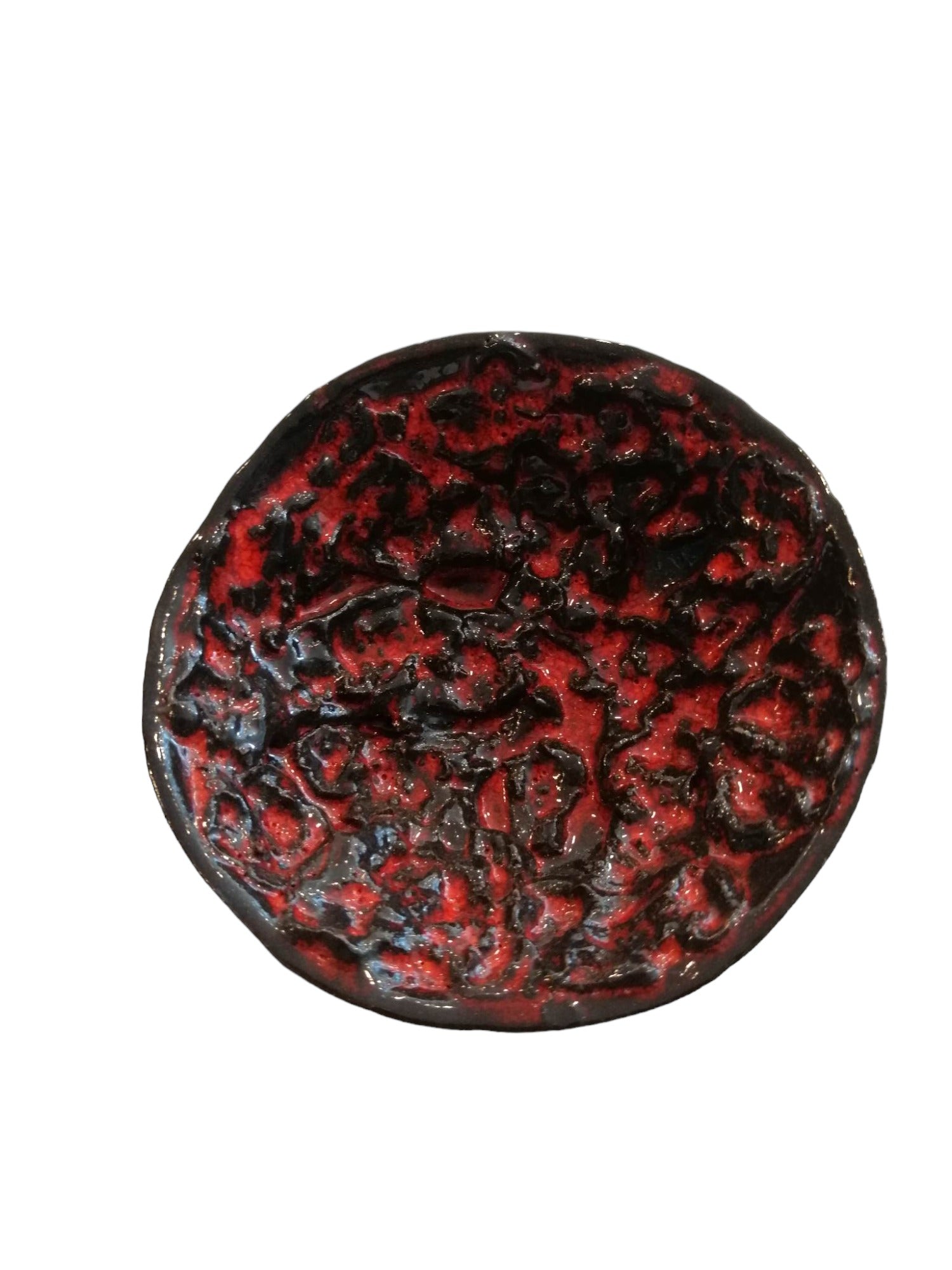 Black lava bowl by Rósa Fanney with red interior