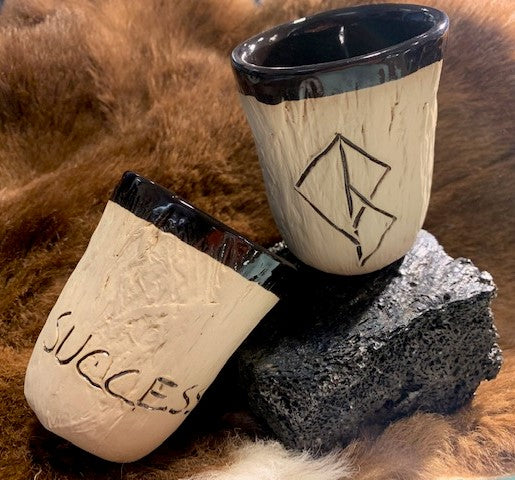 Ceramic  Glass with Rune Charms by Þoa