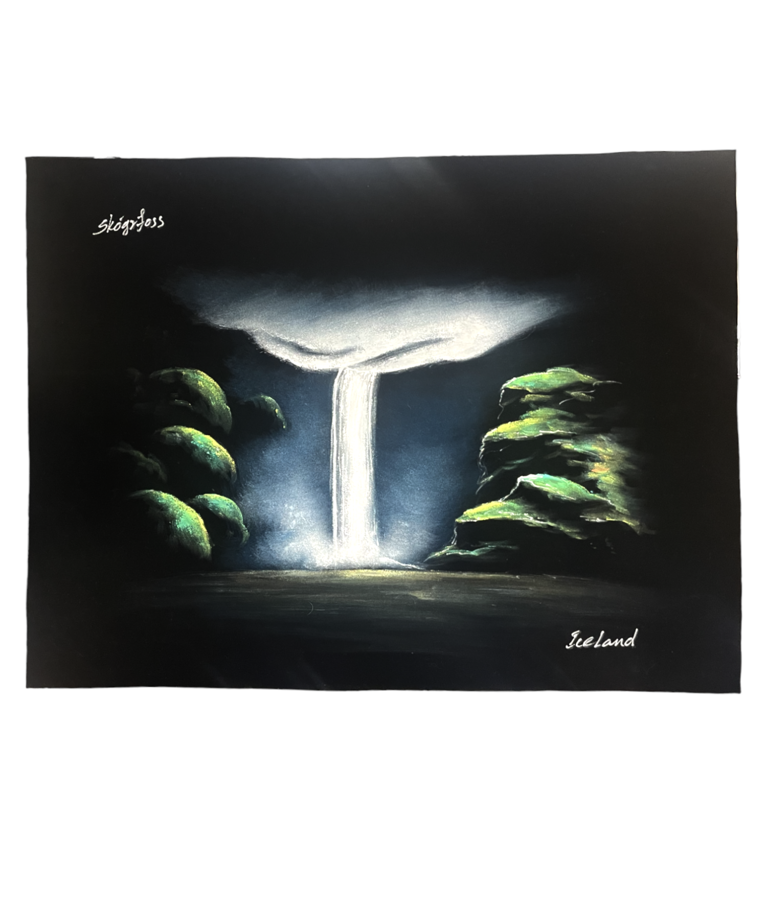 Iceland Themed Painting on a Velvet Fabric by Skuggi