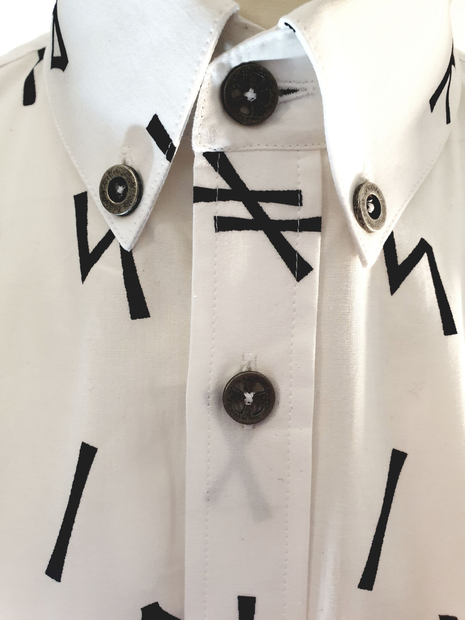 Younger Futhark Runes Button Down Cotton Shirt