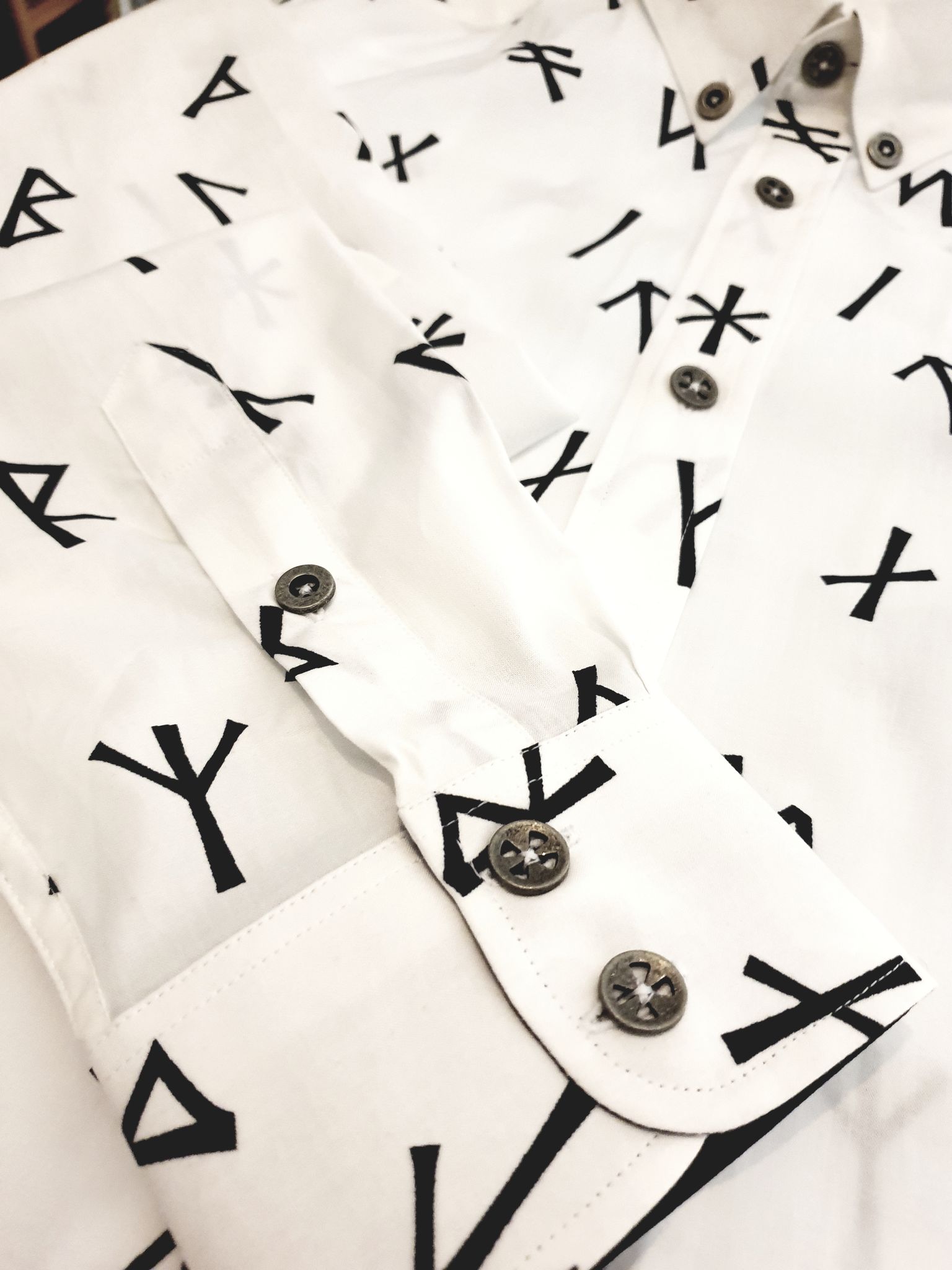 Younger Futhark Runes Button Down Cotton Shirt